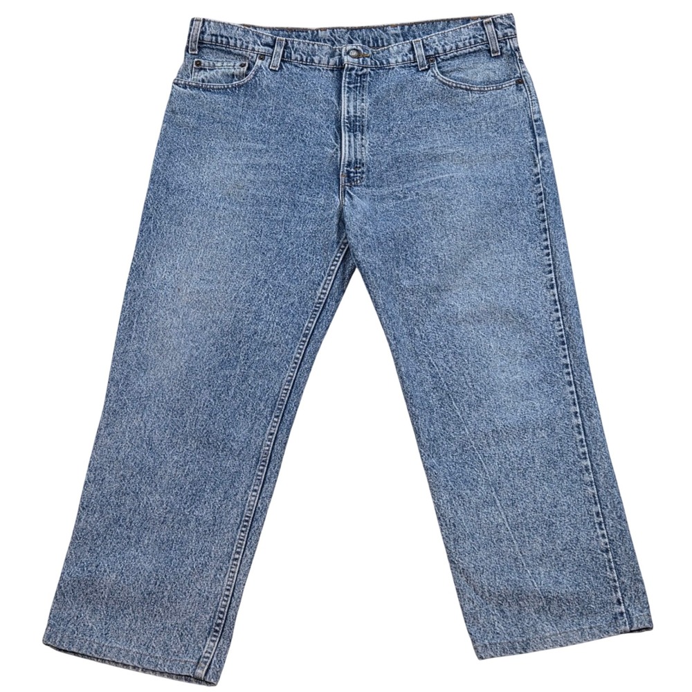 VTG Levis 540 Mens 46x34 Blue Acid Wash Denim Jeans USA Made Black‎ Batwing